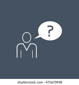 Man asking question vector icon simple isolated