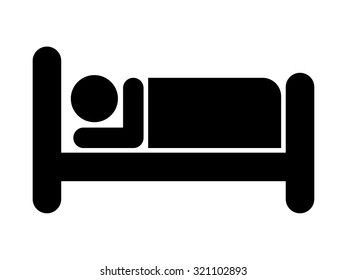 Man asleep in bed  . Vector illustration
