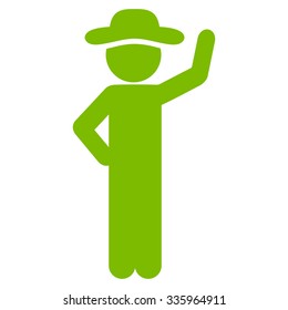 Man Assurance vector icon. Style is flat symbol, eco green color, rounded angles, white background.