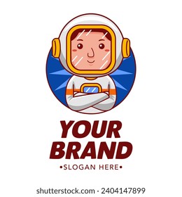 man astronaut cartoon character logo vector illustration
