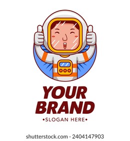 man astronaut cartoon character logo vector illustration