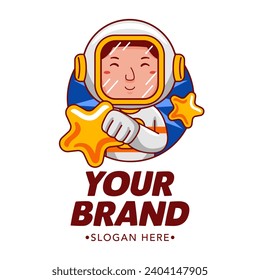 man astronaut cartoon character logo vector illustration