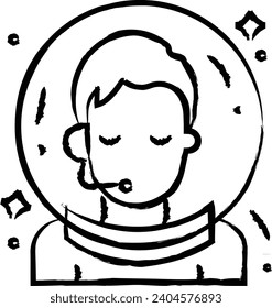 Man Astronaut hand drawn vector illustration