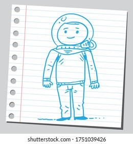 Man with astronaut's protective helmet.