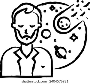 man Astrophysicist hand drawn vector illustration