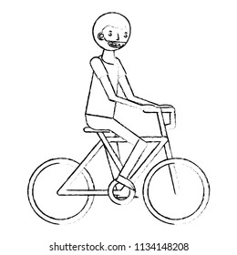 man athlete in bicycle character