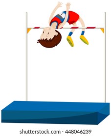 Man Athlete Doing High Jump Illustration