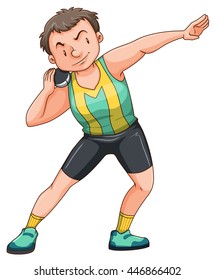 Man athlete doing shotput illustration