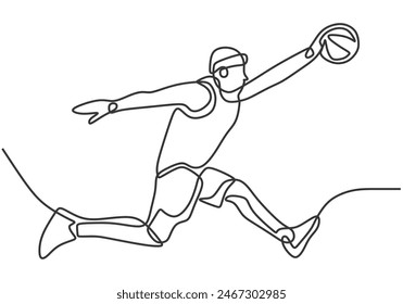Man athlete jumping in one continuous single line art drawing style. Athletic sport concept vector illustration.
