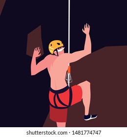 man athlete practicing climbing character