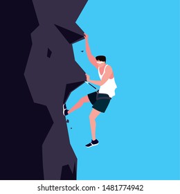 man athlete practicing climbing character