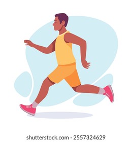 Man Athlete Running Long Distance Marathon Vector Illustration