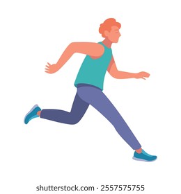 Man Athlete Running Long Distance Marathon Vector Illustration