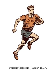 man athlete running with speed and strength icon isolated