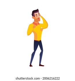 man athlete shocked by meteor in sky cartoon vector. man athlete shocked by meteor in sky character. isolated flat cartoon illustration