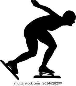man athlete at speed skating competition black silhouette 