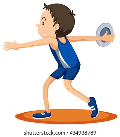 Man athlete throwing discus illustration