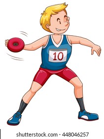 Man athlete throwing discus illustration