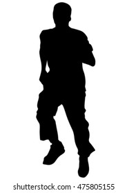 Man athletes on running race on white background