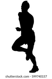 Man athletes on running race on white background
