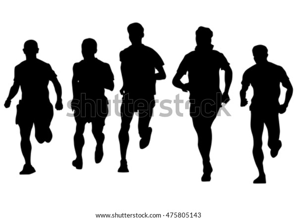 Man Athletes On Running Race On Stock Vector (Royalty Free) 475805143 ...