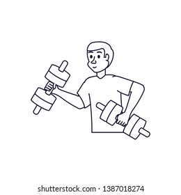 man athletic with dumbbells avatar character