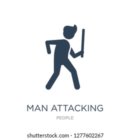 man attacking icon vector on white background, man attacking trendy filled icons from People collection, man attacking vector illustration