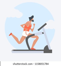 man attractive  running on treadmill 