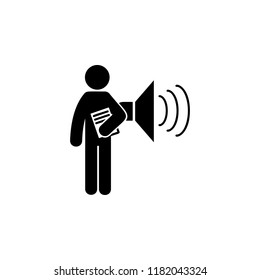 man with audio degree icon. Element of man with student degree icon for mobile concept and web apps. Glyph audio degree can be used for web and mobile on white bakgorund