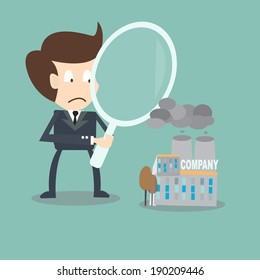man audit air polluting factory chimneys