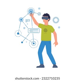 Man in Augmented Reality Glasses as Future Technology Device Vector Illustration