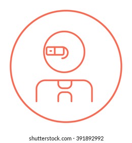 Hombre con un icono de línea de gafas de realidad aumentada.