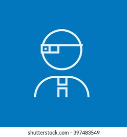 Hombre con un icono de línea de gafas de realidad aumentada.