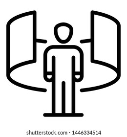 Man augmented reality icon. Outline man augmented reality vector icon for web design isolated on white background