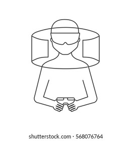 man with augmented reality visor over white background. vector illustration