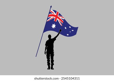 A Man with Australia flag, Flag of Australia national country symbol illustration Vector, Rectangle Australia flag illustration, Flat vector illustration
