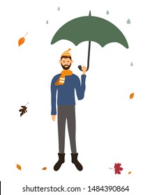 A man in autumn Vector illustration on white background. Eps10