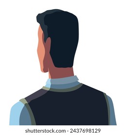 Man Avatar Rückansicht. Pressekonferenz, Reporter interviewt