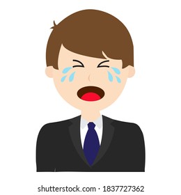 Man Avatar Business Cry Cartoon Illustration Vector