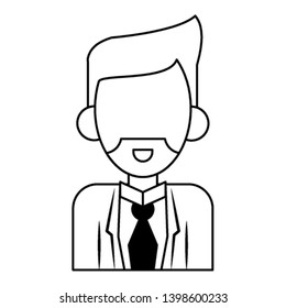 man avatar cartoon character portrait in black and white