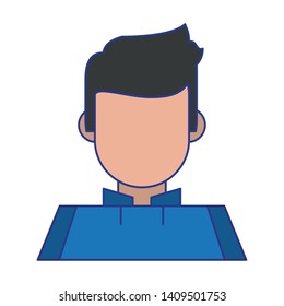 man avatar cartoon character portrait isolated, faceless vector illustration graphic design