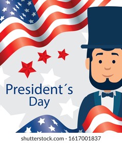 Man avatar cartoon design, Usa happy presidents day united states america independence nation us country and national theme Vector illustration