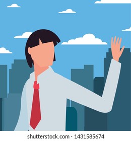 man avatar character cityscape background