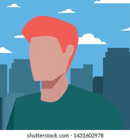 man avatar character cityscape background