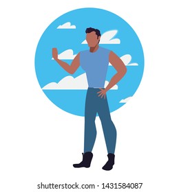 man avatar character sky background