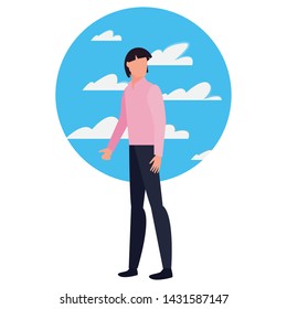 man avatar character sky background