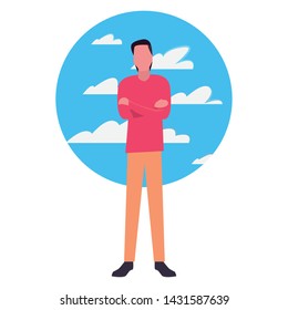 man avatar character sky background