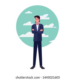 man avatar character sky background