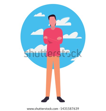 man avatar character sky background