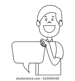 man avatar character with speech bubble